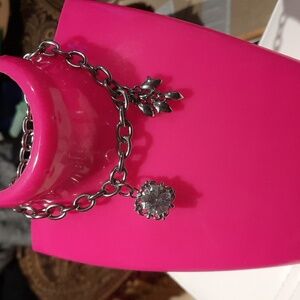 AUTHENTIC GENUINE SOLID STAINLESS STEEL CZ DIAMONELLE CHARM BRACELET 7.5"